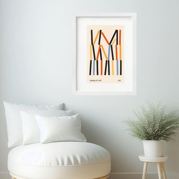 Quadro Minimalist Art Bauhaus- 60x48cm Moldura Branca