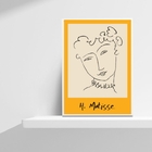 Quadro Minimalista Amarelo Mulher matisse 24x18cm - Com Vidro
