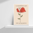 Quadro Minimalista Arte Moderna Flor vermelha 33x24cm Moldura