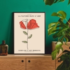 Quadro Minimalista Arte Moderna Flor vermelha 45x34cm Moldura