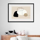Quadro Minimalista Bege Com Preto - 60x48cm Moldura:madeira B
