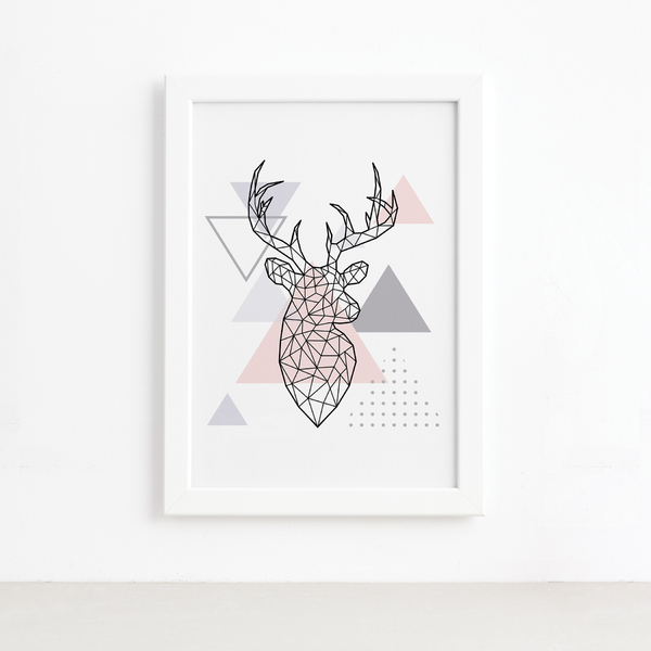 Quadro Minimalista Cabeca De Alce Moldura Branca 22x32cm Leroy Merlin