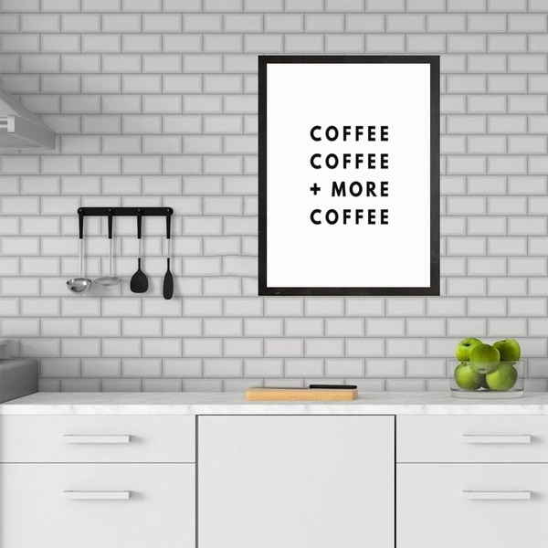 Quadro Minimalista Café - More Coffee 33x24cm - Com Vidro Mol