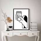 Quadro Minimalista Copo Café 33x24cm Moldura Branca