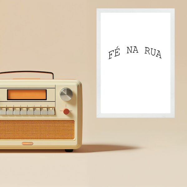 Quadro Minimalista - Fé Na Rua 45x34cm Moldura Branca