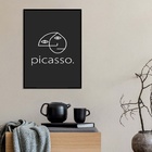 Quadro Minimalista Fundo Preto Picasso 24x18cm - Com Vidro Mo