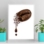 Quadro Minimalista Grão De Café 45x34cm - Com Vidro Moldura B