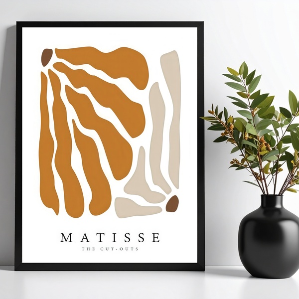 Quadro Minimalista Moderno Matisse Corais 33x24cm - Com Vidro