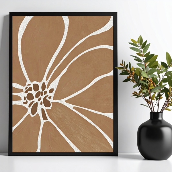 Quadro Minimalista Moderno Matisse Flores Marrom 45x34cm Mold