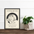 Quadro Minimalista Mulher Mucha - Art Nouveau 45x34cm - Com V