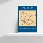 Quadro Minimalista Picasso Azul Mulher E pássaro 24x18cm Mold
