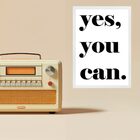 Quadro Minimalista Yes, You Can 24x18cm - Com Vidro Moldura P