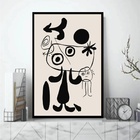 Quadro Miró Preto E Branco 33x24cm - Com Vidro Moldura Branca