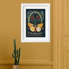 Quadro Místico Borboleta - 60x48cm Moldura:madeira Preta