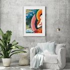 Quadro Místico Buda Colorido - 60x48cm Moldura:madeira Preta