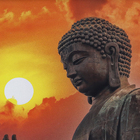 Quadro Místico Buda Dourado com Vidro 40x60cm Arte Própria