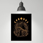 Quadro Místico Cogumelo - Fases Da Lua 24x18cm - Com Vidro Mo