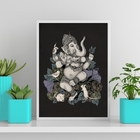 Quadro Místico Ganesha 45x34cm Moldura:madeira Preta