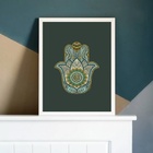 Quadro Místico Mão Indiana 24x18cm Moldura:madeira Branca