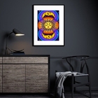 Quadro Místico Sol E Lua Colorido - 60x48cm Moldura:madeira P