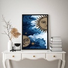 Quadro Mistico Sol E Lua - Metades Aquarela 33x24cm - Com Vid