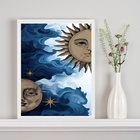 Quadro Mistico Sol E Lua - Metades Aquarela 33x24cm Moldura P