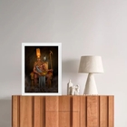 Quadro Mitologia Egípcia Deus Amon-rá 33x24cm - Com Vidro Mol