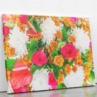 Quadro Mix De Flores Colorido Laranja Canvas 60x40cm