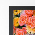 Quadro Mix De Flores Laranja Colorido Moldura Preta 60x40cm