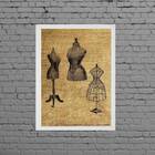 Quadro Modelos Manequim De Costura 24x18cm - Com Vidro Moldur