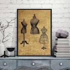Quadro Modelos Manequim De Costura 45x34cm - Com Vidro Moldur