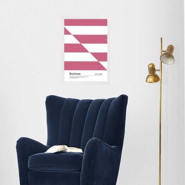 Quadro Modern Pink Bauhaus Poster 33x24cm Moldura Preta