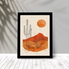 Quadro Moderno Abstrato Deserto 45x34cm Moldura Branca