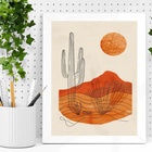 Quadro Moderno Abstrato Deserto 45x34cm Moldura Branca