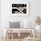 Quadro Moderno Abstrato Preto Cinza - 60x48cm Moldura:madeira