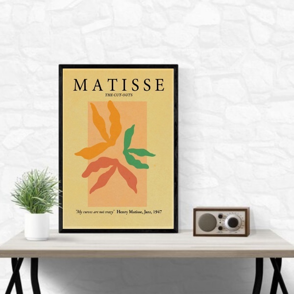 Quadro Moderno Arte Matisse Kraft 33x24cm Moldura Branca