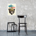 Quadro Moderno Colagem Onça 45x34cm Moldura Preta