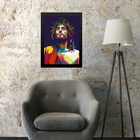 Quadro Moderno Cristo- Geométrico 33x24cm - Com Vidro Moldura