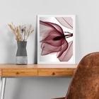 Quadro Moderno Flor Bordô 24x18cm - Com Vidro Moldura Preta