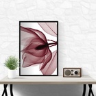 Quadro Moderno Flor Bordô 45x34cm Moldura Branca