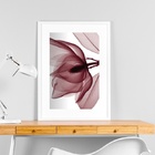Quadro Moderno Flor Bordô - 60x48cm Moldura Preta