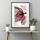 Quadro Moderno Flor Bordô - 60x48cm Moldura Preta