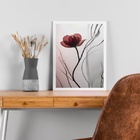 Quadro Moderno Flor Vinho 45x34cm - Com Vidro Moldura Branca