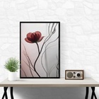 Quadro Moderno Flor Vinho 45x34cm Moldura Branca