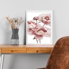 Quadro Moderno Flores Peonias 24x18cm Moldura Preta