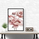 Quadro Moderno Flores Peonias 45x34cm - Com Vidro Moldura Pre