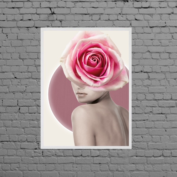Quadro Moderno Fotografia Mulher Com Flor 33x24cm Moldura:mad