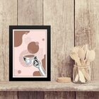 Quadro Moderno Gravura Café Rosa 33x24cm Moldura Preta
