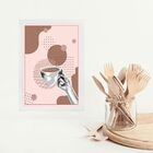 Quadro Moderno Gravura Café Rosa 45x34cm Moldura Preta