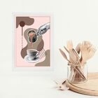 Quadro Moderno Gravura Café - Rosê 33x24cm Moldura Branca